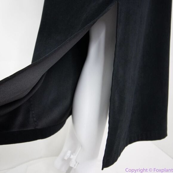 Talbots black sleeveless pockets maxi dress with button detail side slits, PL - Picture 14 of 16